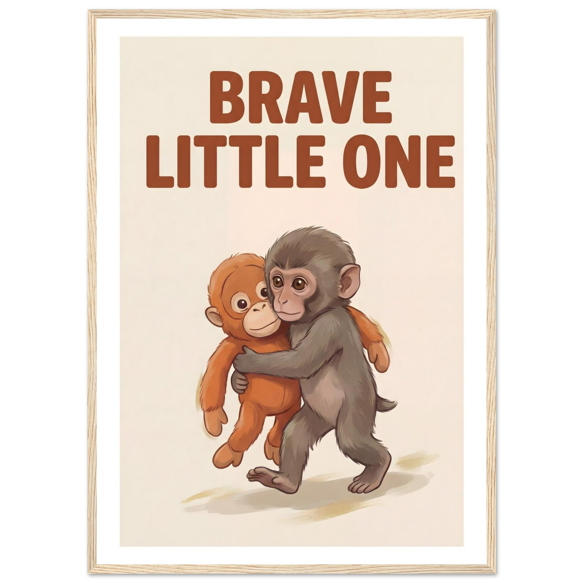 Brave Little One Monkey Poster - Bold Typography Framed Art - 50x70 cm / 20x28″ - Wood frame / Ready-to-hang - Sparkycare