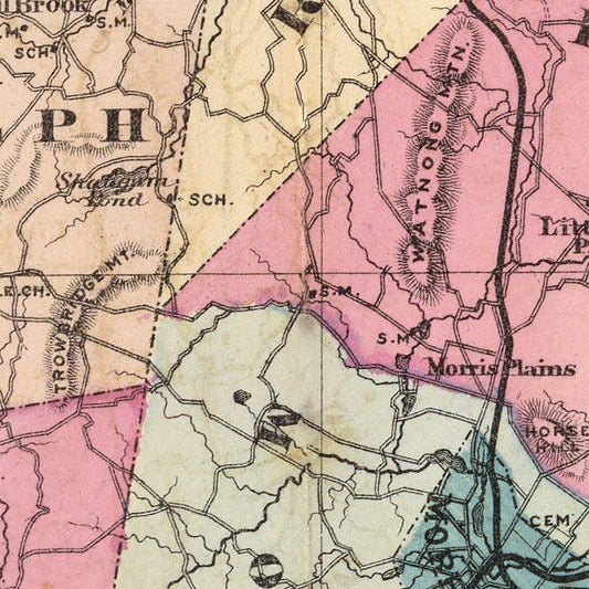 Vintage Map of Morris County, New Jersey, 1872