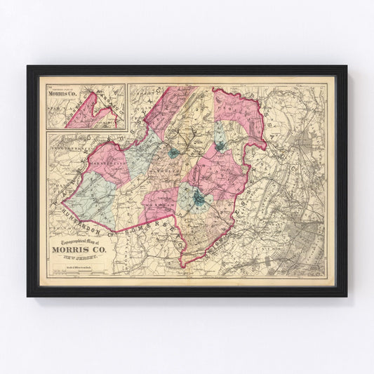 Vintage map of Morris County, New Jersey, 1872