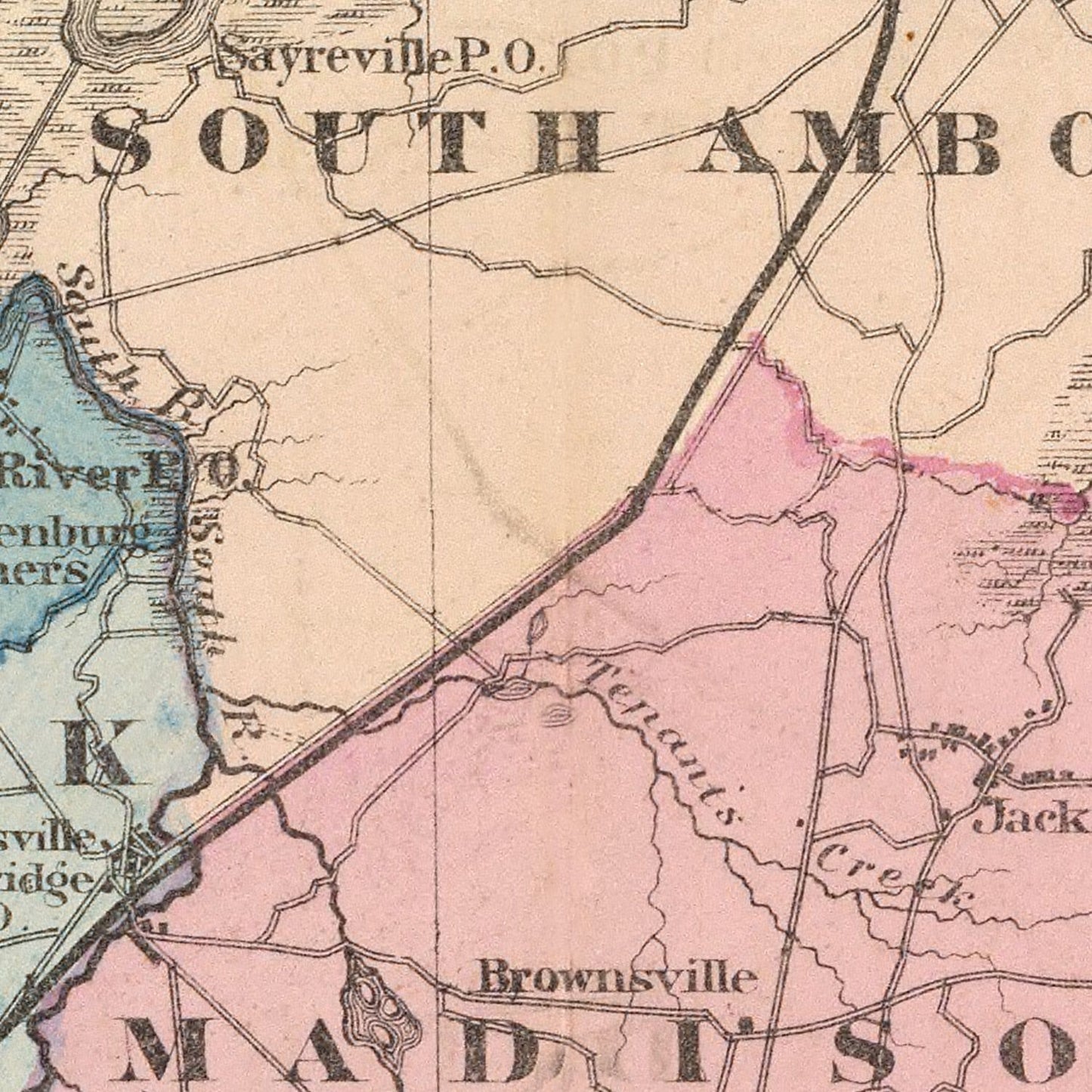 Vintage Map of Middlesex County, New Jersey, 1872