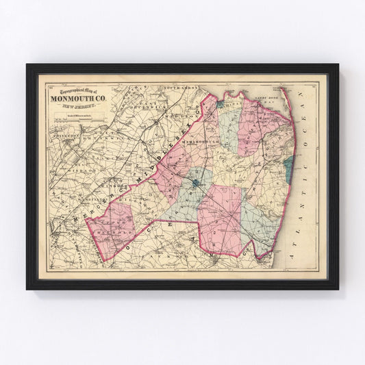 Vintage map of Monmouth County, New Jersey, 1872