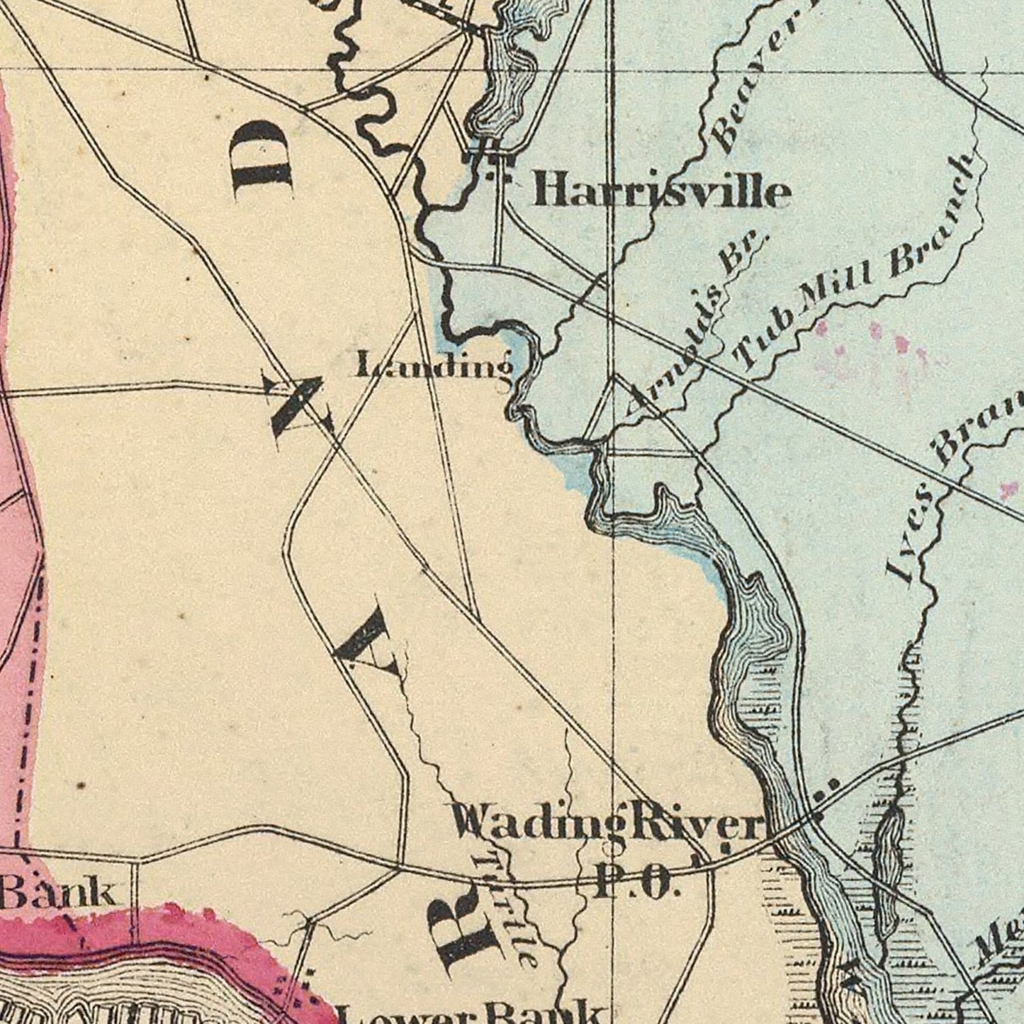 Vintage Map of Burlington County, New Jersey, 1872