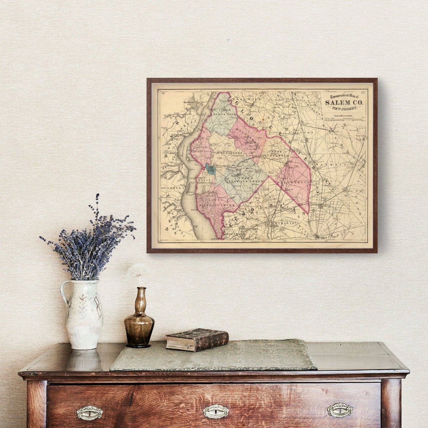 Vintage Map of Salem County, New Jersey, 1872