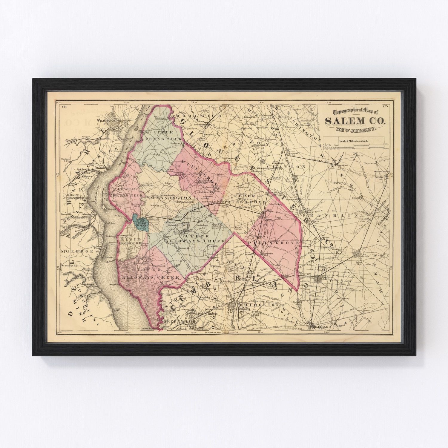 vintage map of Salem County, New Jersey, 1872