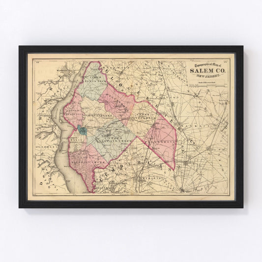 vintage map of Salem County, New Jersey, 1872