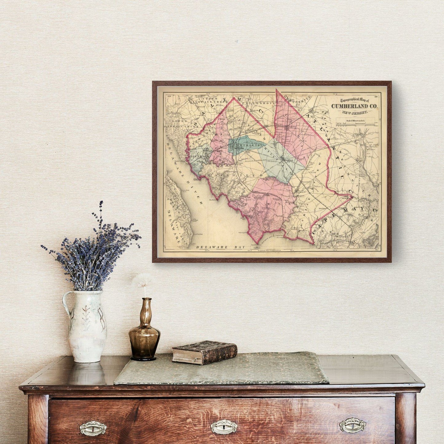 Vintage Map of Cumberland County, New Jersey, 1872
