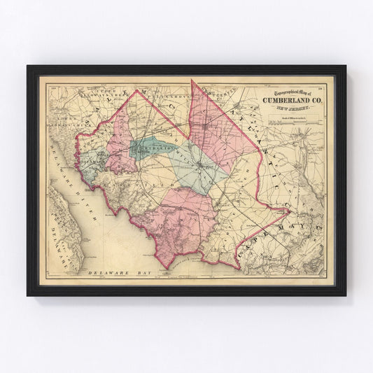 vintage map of Cumberland County, New Jersey, 1872