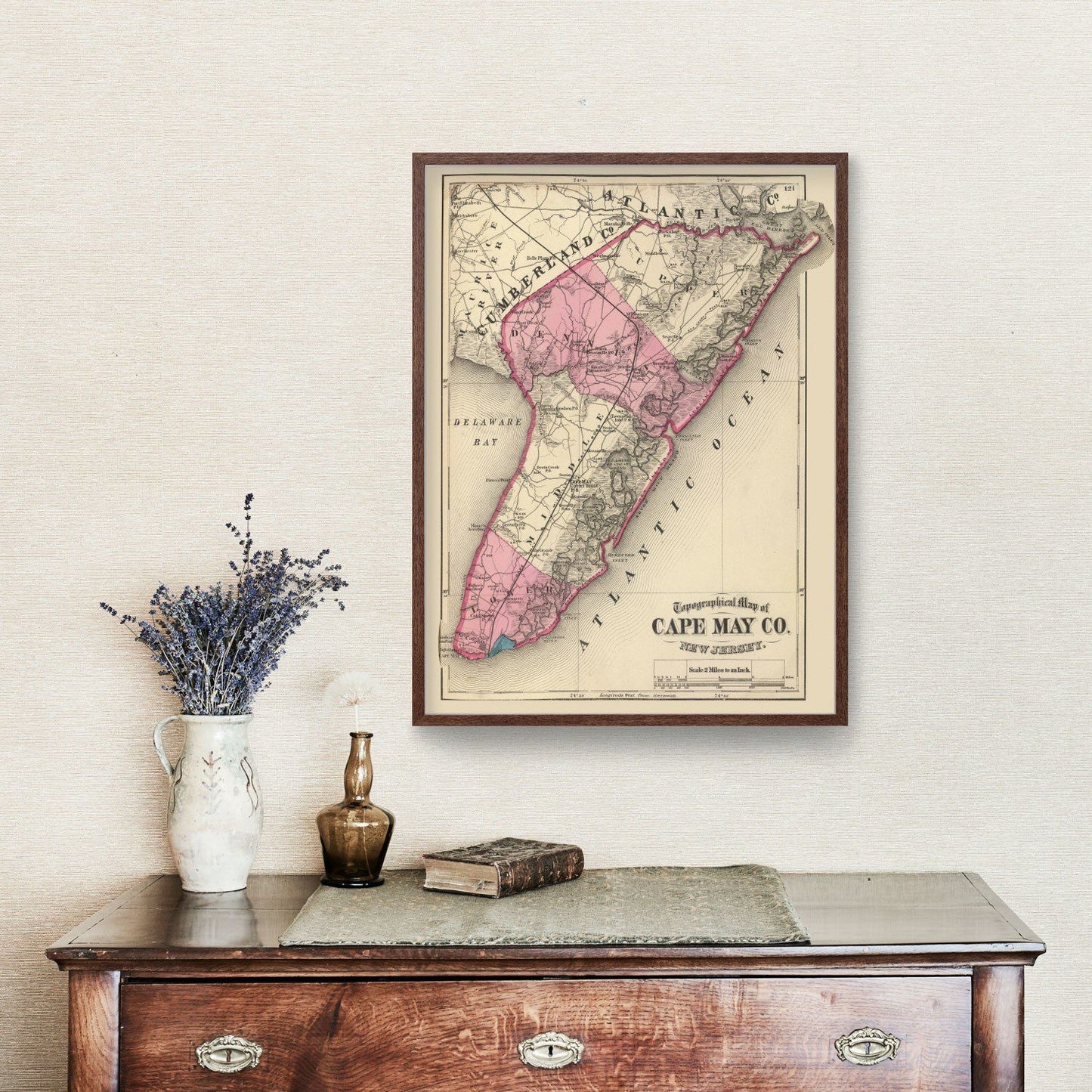 Vintage Map of Cape May County, New Jersey, 1872 (II)