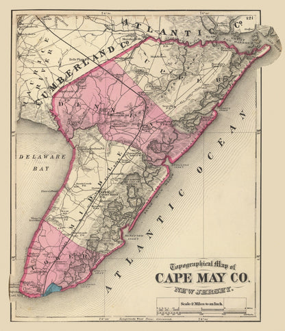 Vintage Map of Cape May County, New Jersey, 1872 (II)