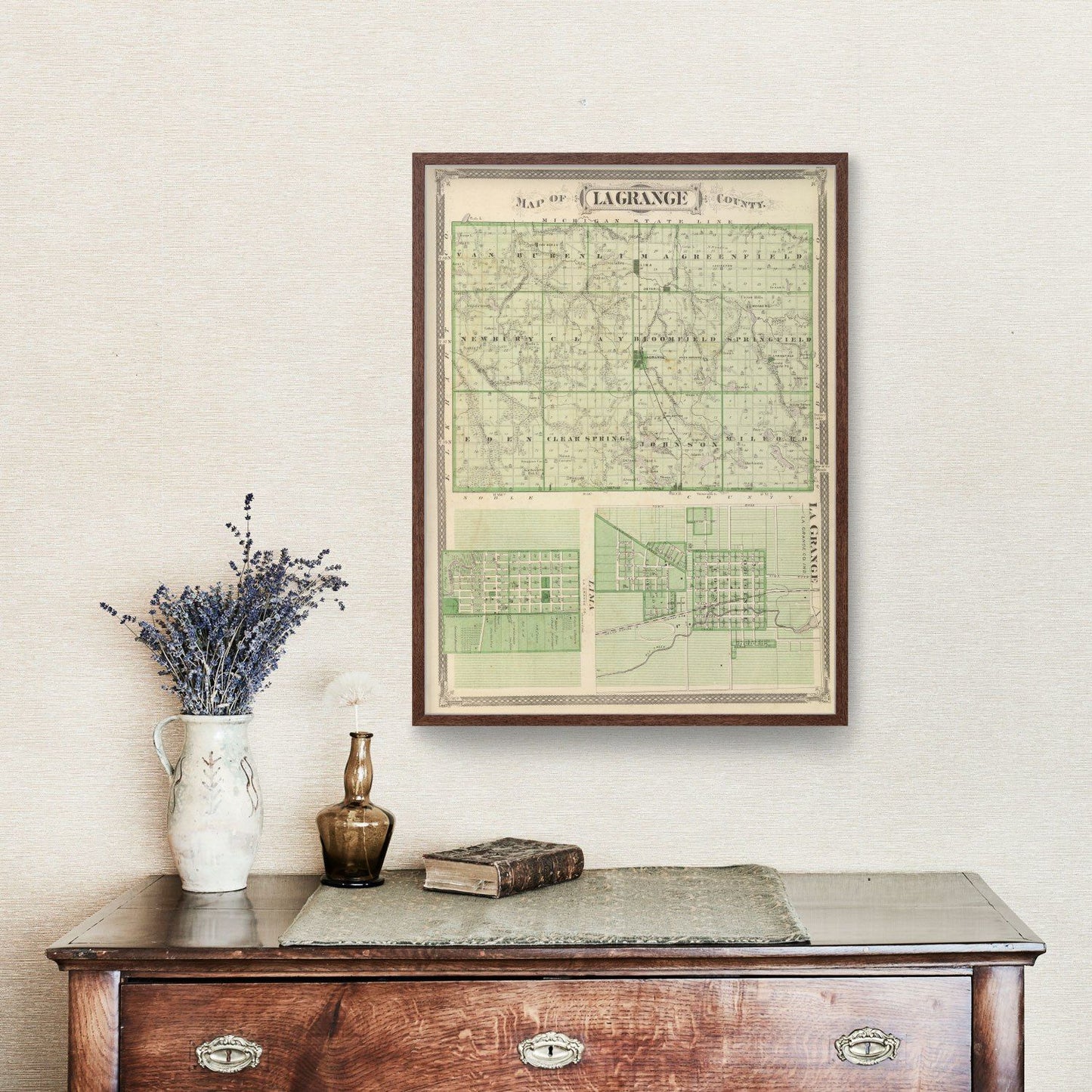 Vintage Map of LaGrange County, Indiana, 1876