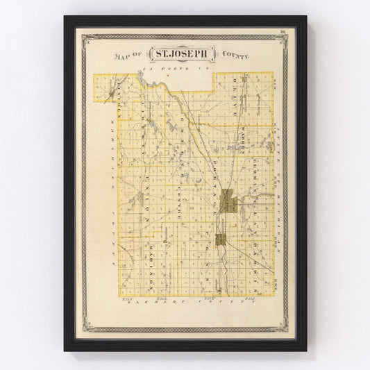 Vintage map of St. Joseph County, Indiana, 1876