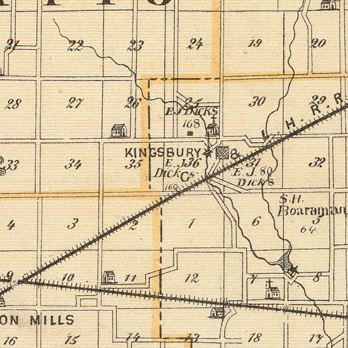 Vintage Map of La Porte County, Indiana, 1876