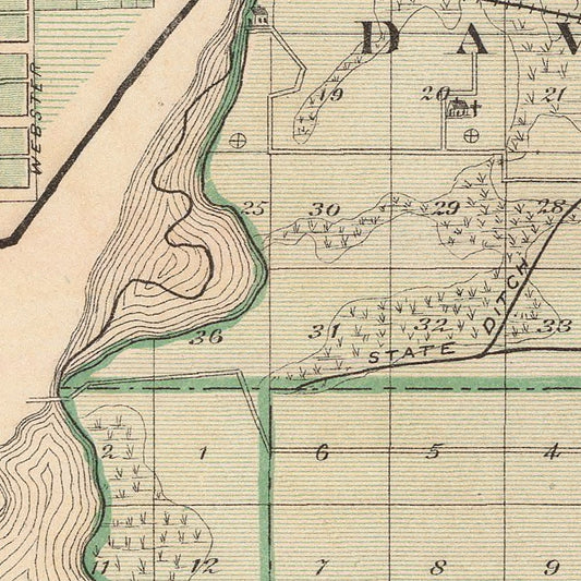 Vintage Map of Starke County, Indiana, 1876