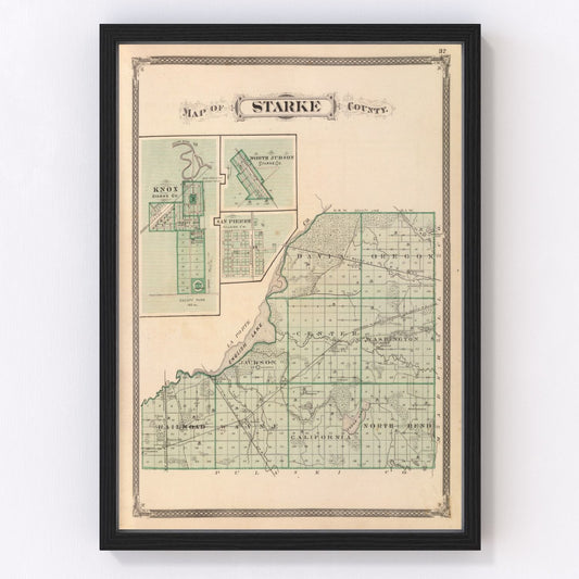 Vintage map of Starke County, Indiana, 1876