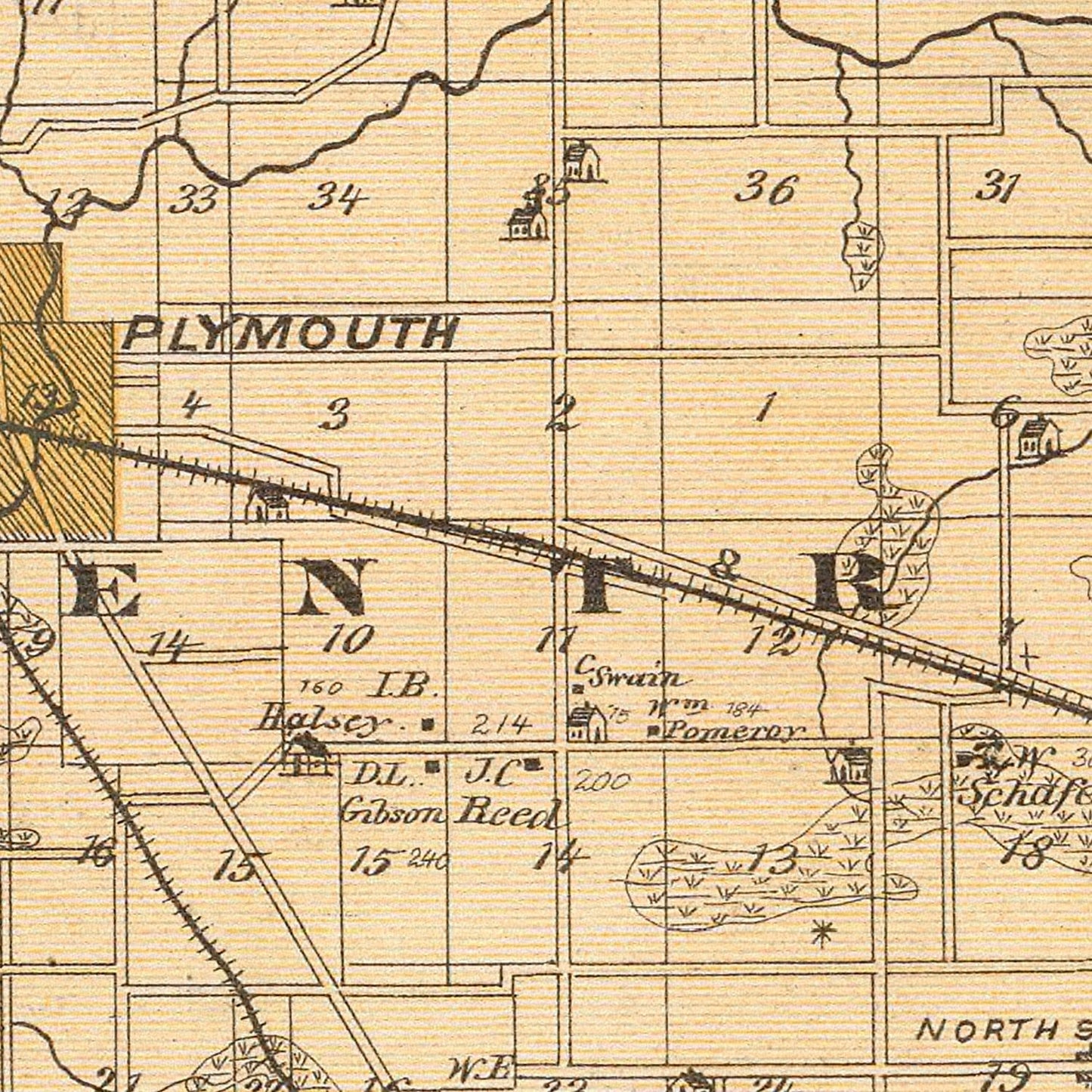 Vintage Map of Marshall County, Indiana, 1876