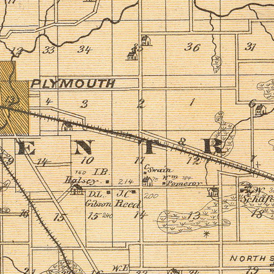 Vintage Map of Marshall County, Indiana, 1876