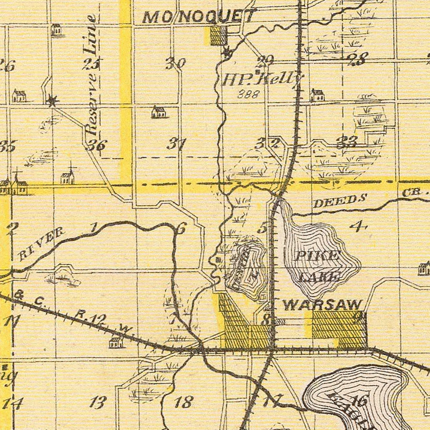 Vintage Map of Kosciusko County, Indiana, 1876