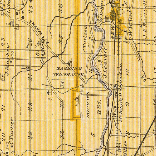 Vintage Map of Allen County, Indiana, 1876