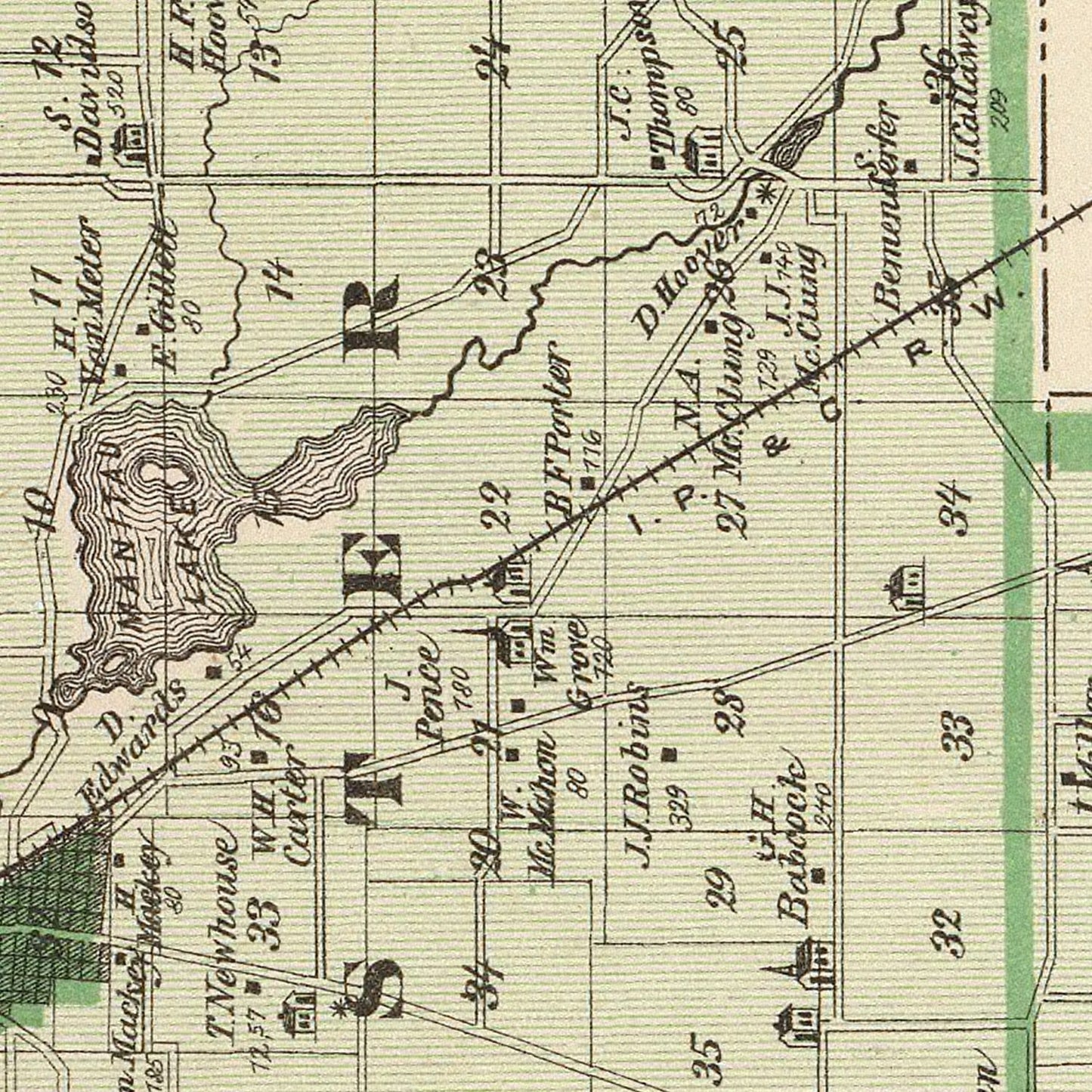 Vintage Map of Fulton County, Indiana, 1876