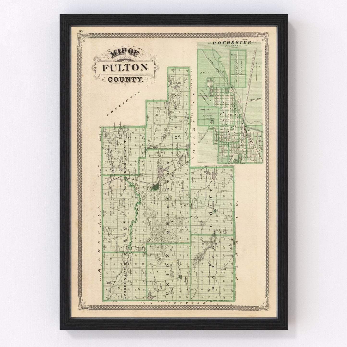 vintage map of Fulton County, Indiana, 1876