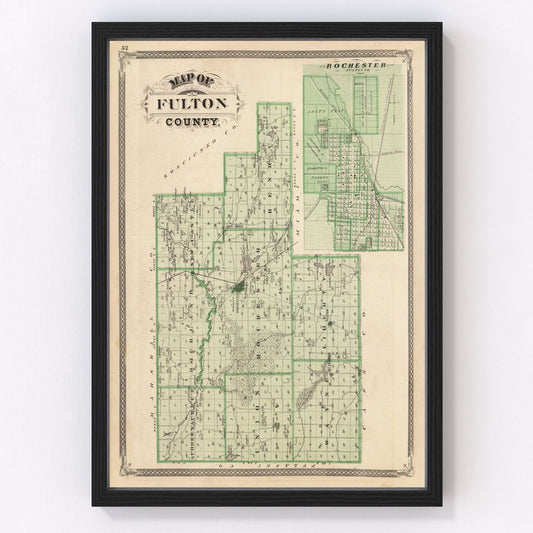 vintage map of Fulton County, Indiana, 1876