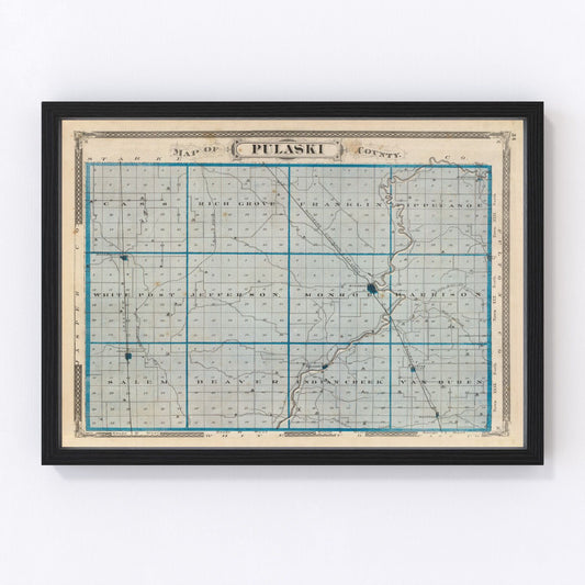 vintage map of Pulaski County, Indiana, 1876
