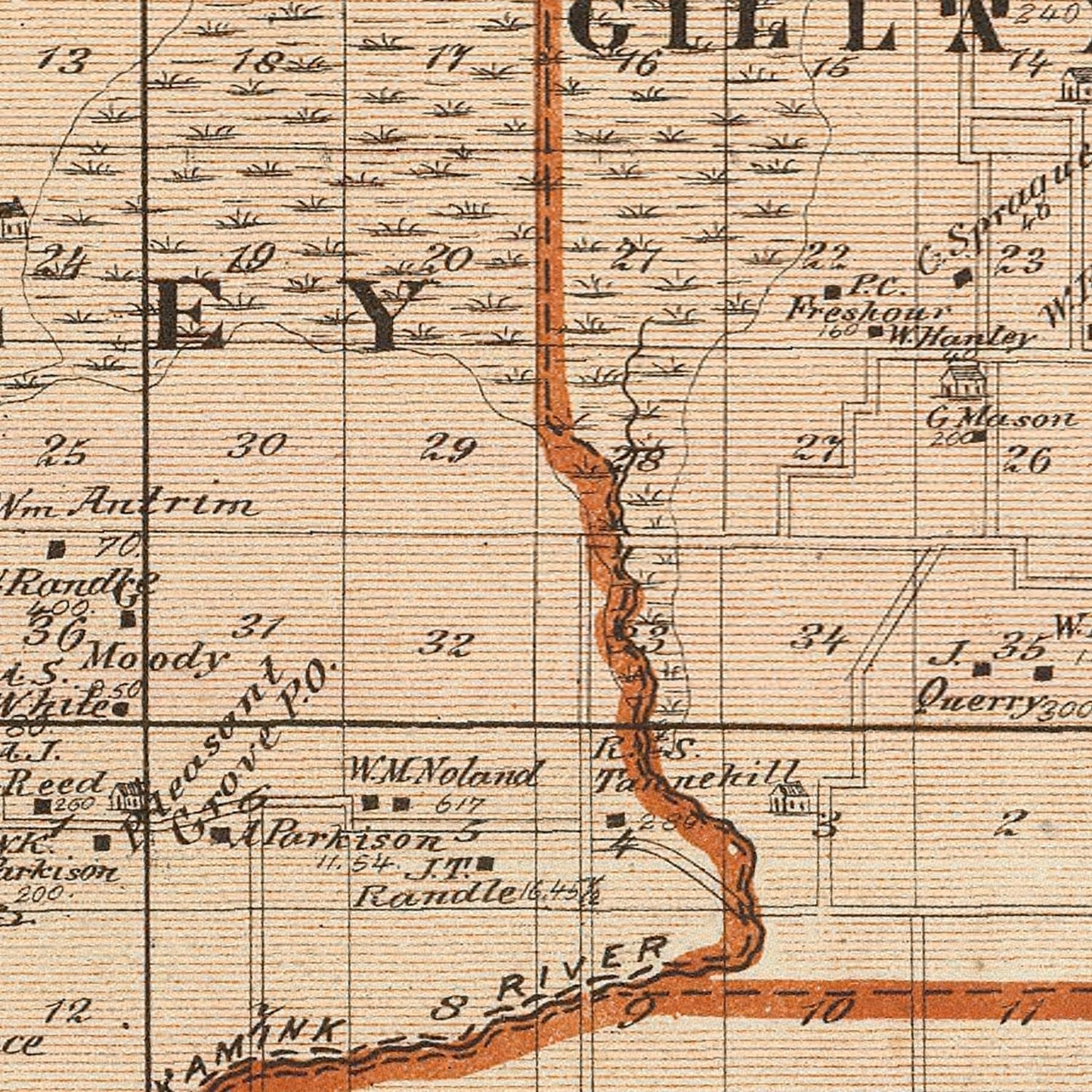 Vintage Map of Jasper County, Indiana, 1876