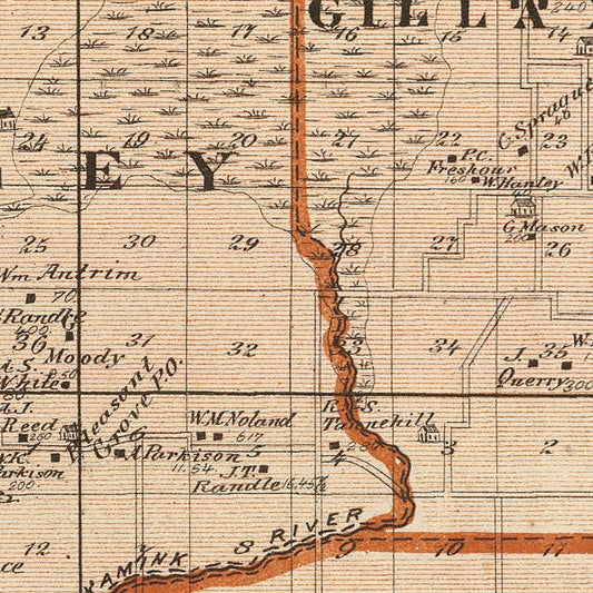 Vintage Map of Jasper County, Indiana, 1876