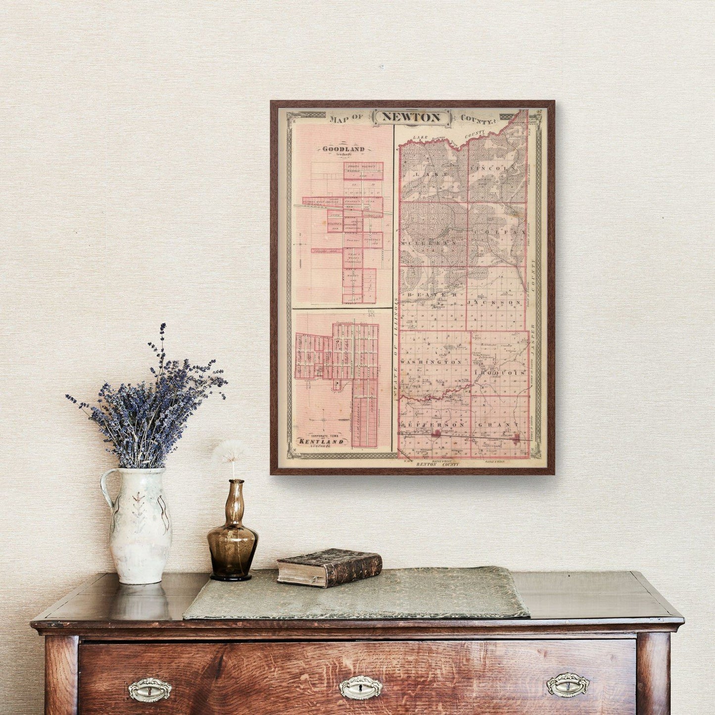 Vintage Map of Newton County, Indiana, 1876