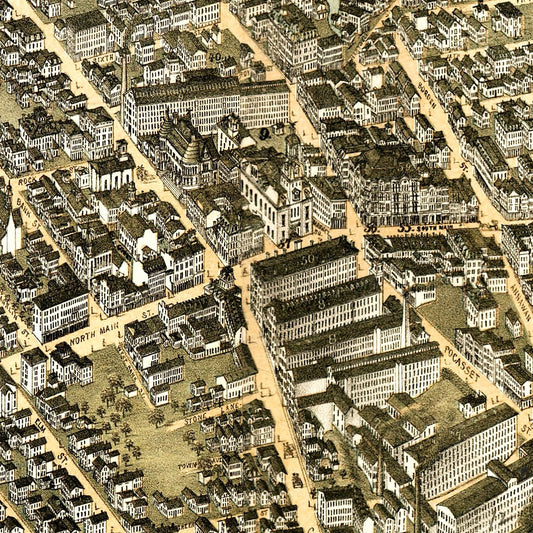 Vintage Map of Fall River, Massachusetts, 1877
