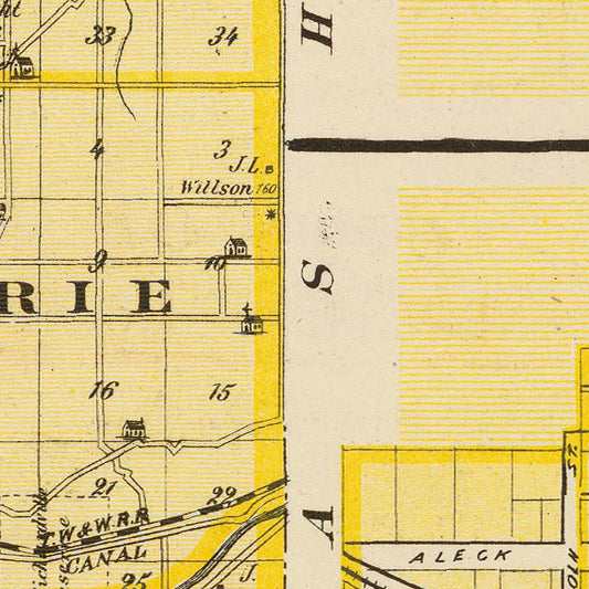 Vintage Map of Miami County, Indiana, 1876