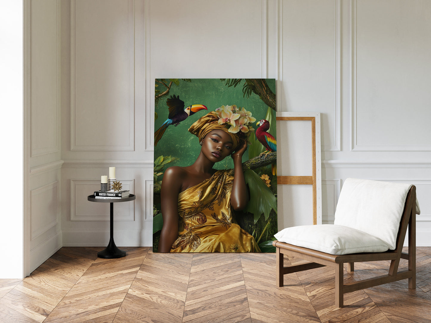 Golden Muse of the Jungle - Boho Tropical Portrait Art