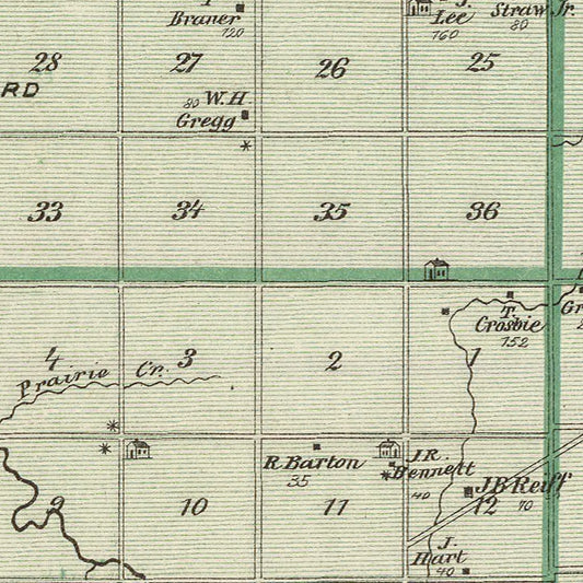 Vintage Map of Wells County, Indiana, 1876