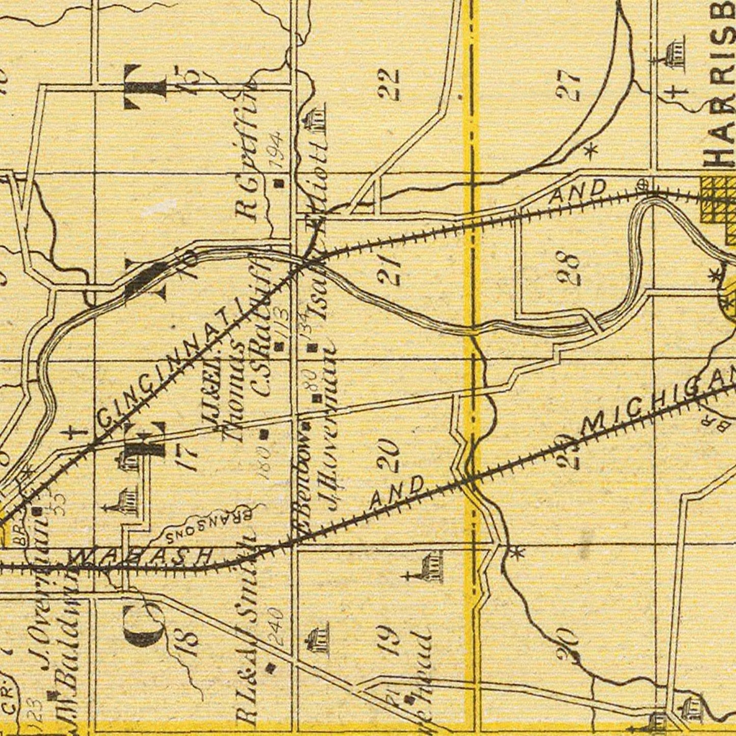 Vintage Map of Grant County, Indiana, 1876