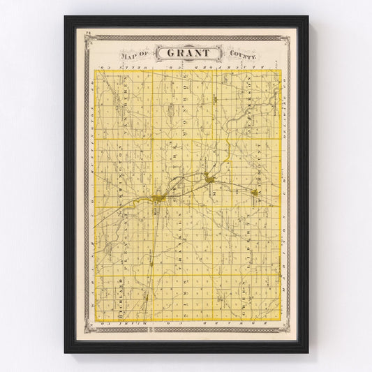 Vintage map of Grant County, Indiana, 1876