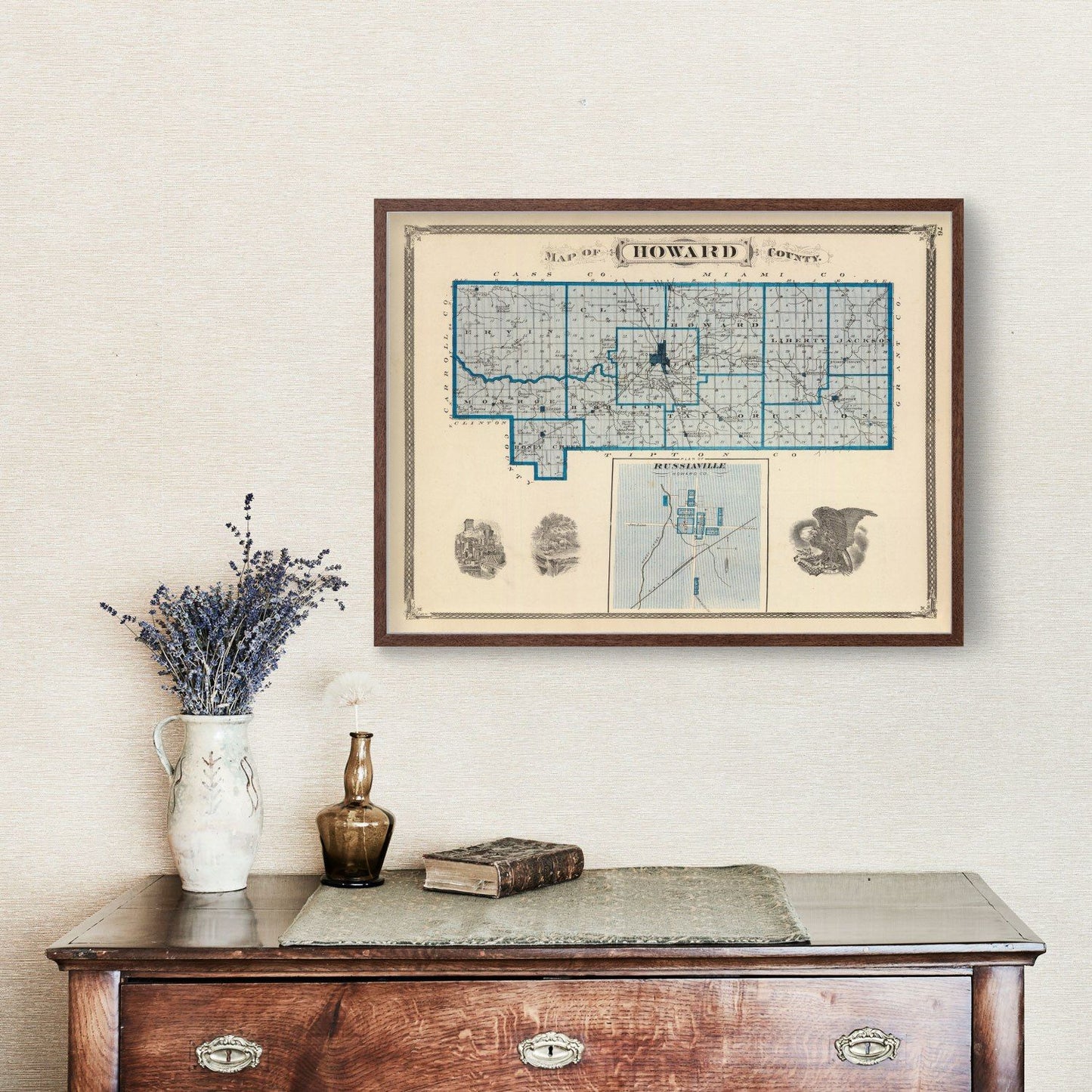 Vintage Map of Howard County, Indiana, 1876
