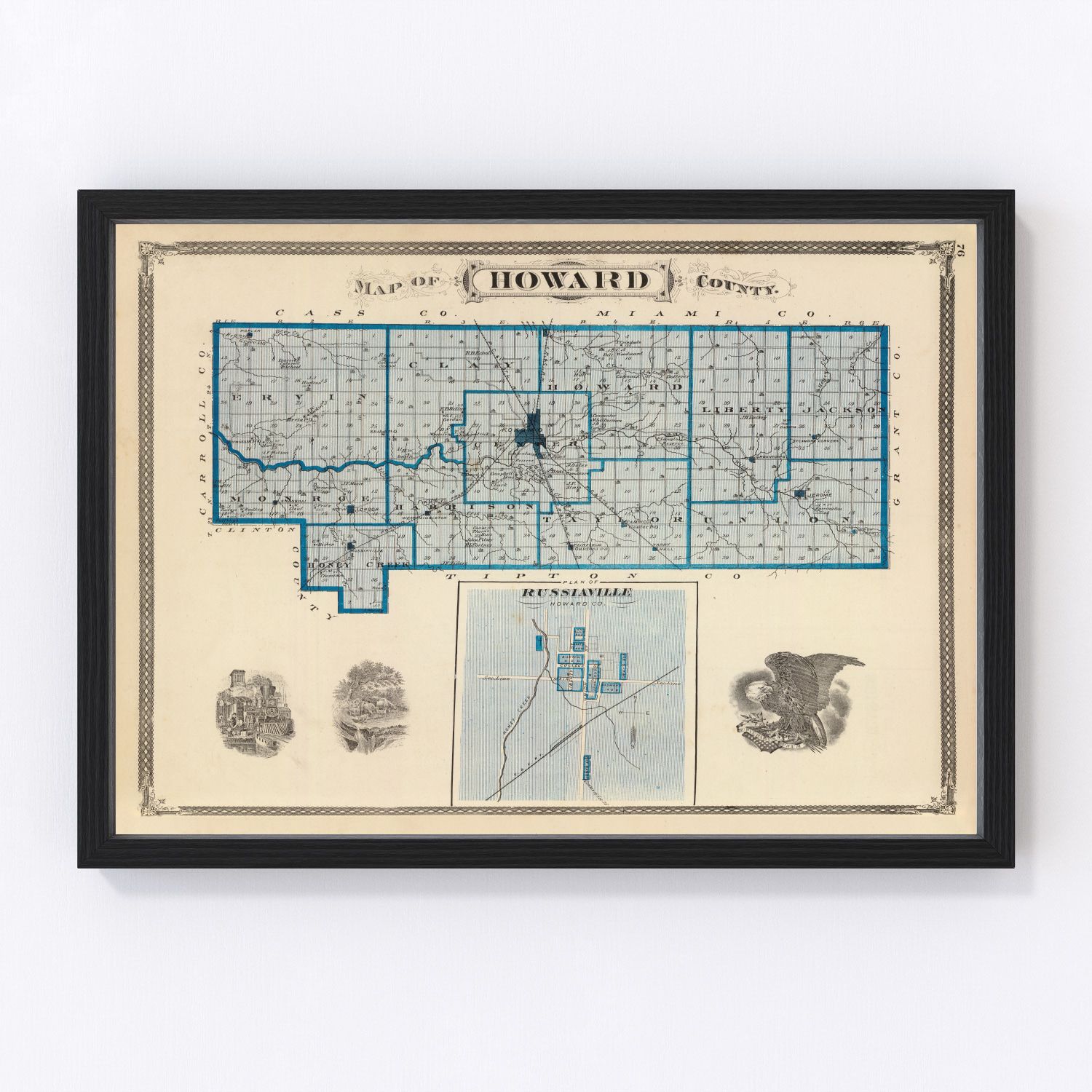 vintage map of Howard County, Indiana, 1876