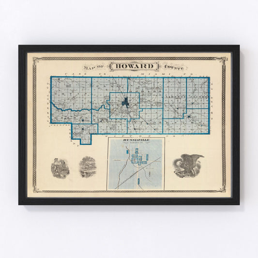vintage map of Howard County, Indiana, 1876