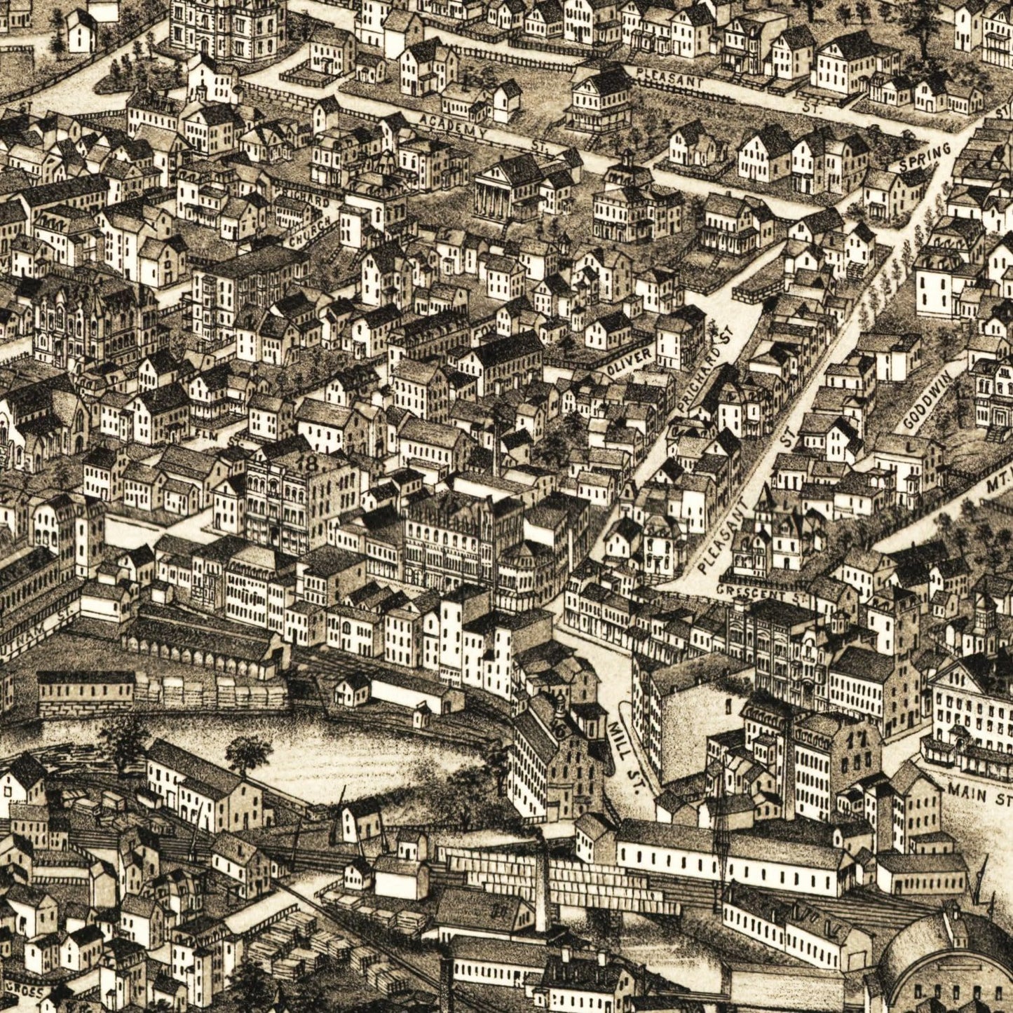 Vintage Map of Fitchburg, Massachusetts, 1882