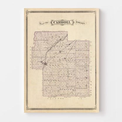 Vintage Map of Carroll County, Indiana, 1876