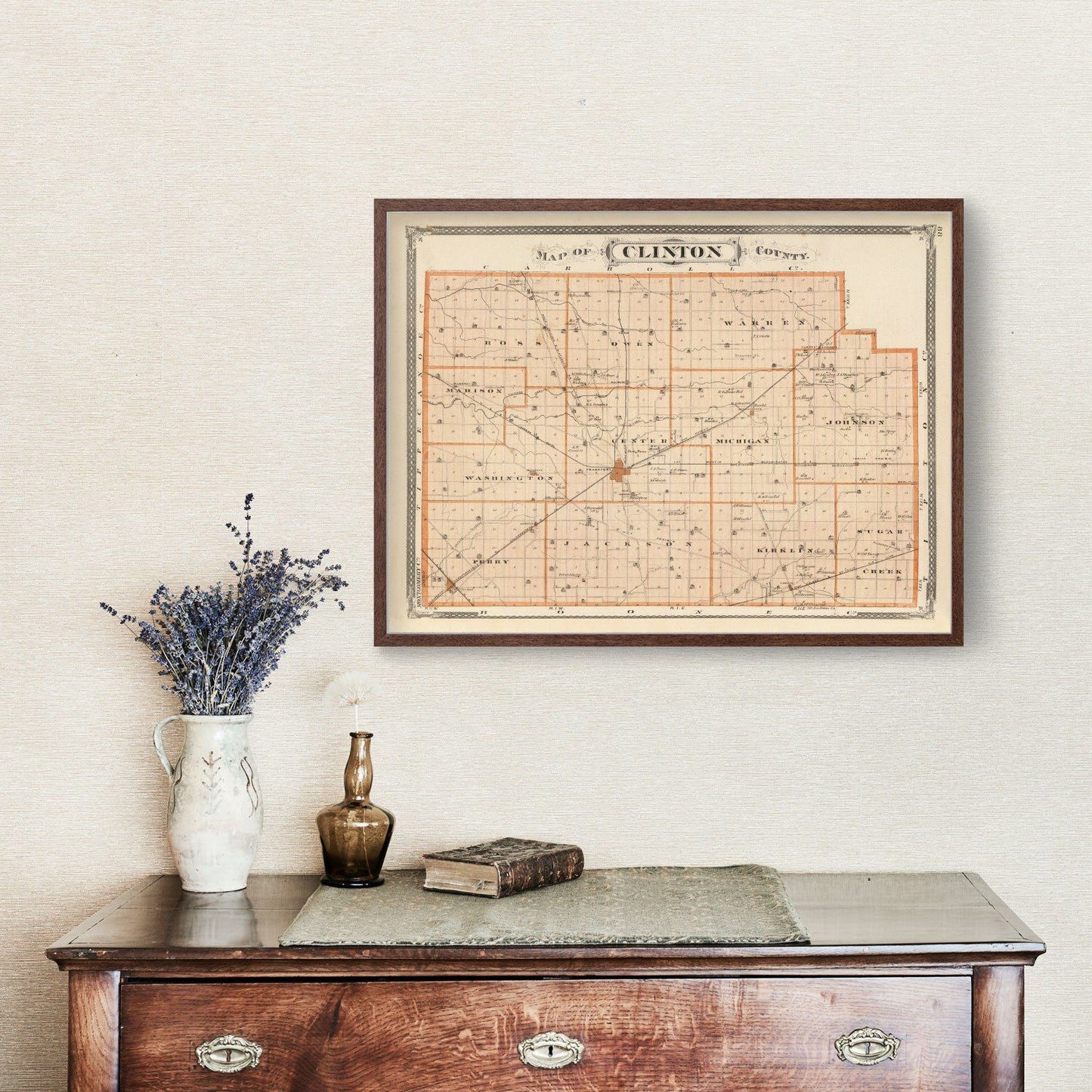 Vintage Map of Clinton County, Indiana, 1876