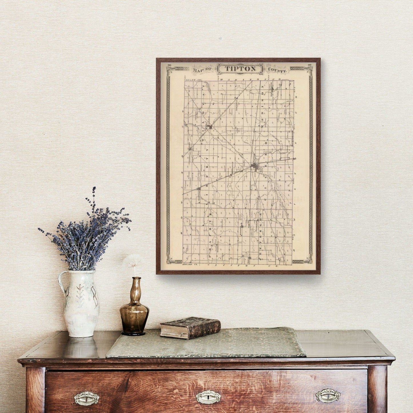 Vintage Map of Tipton County, Indiana, 1876