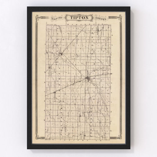 vintage map of Tipton County, Indiana, 1876