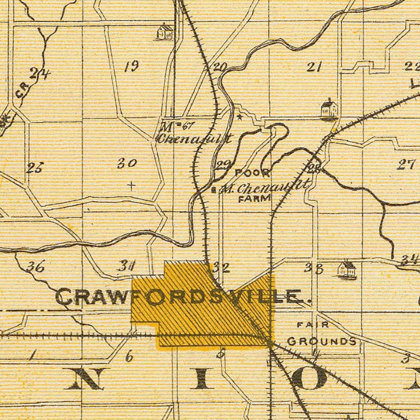 Vintage Map of Montgomery County, Indiana, 1876