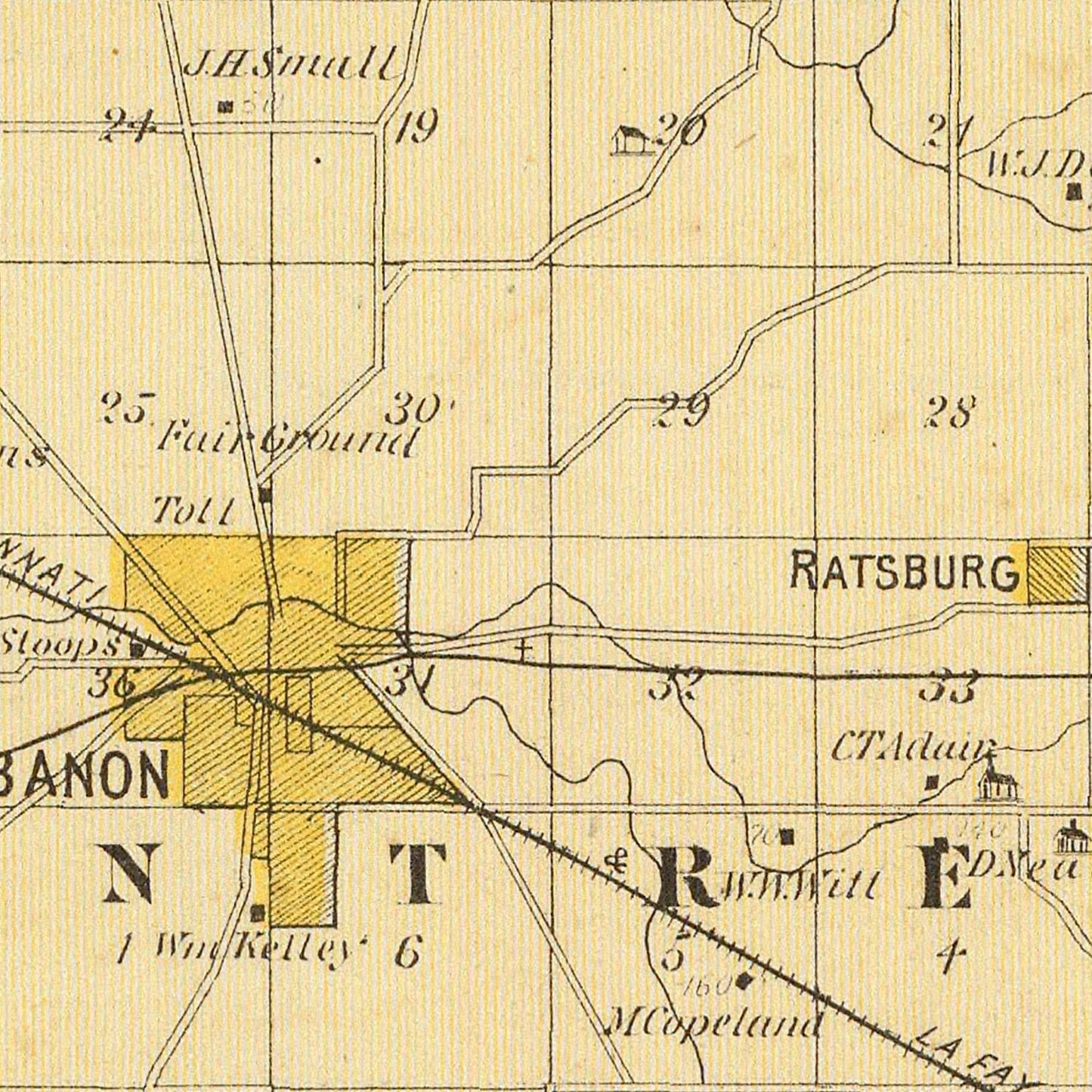 Vintage Map of Boone County, Indiana, 1876