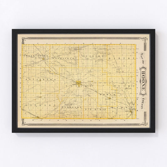 vintage map of Boone County, Indiana, 1876
