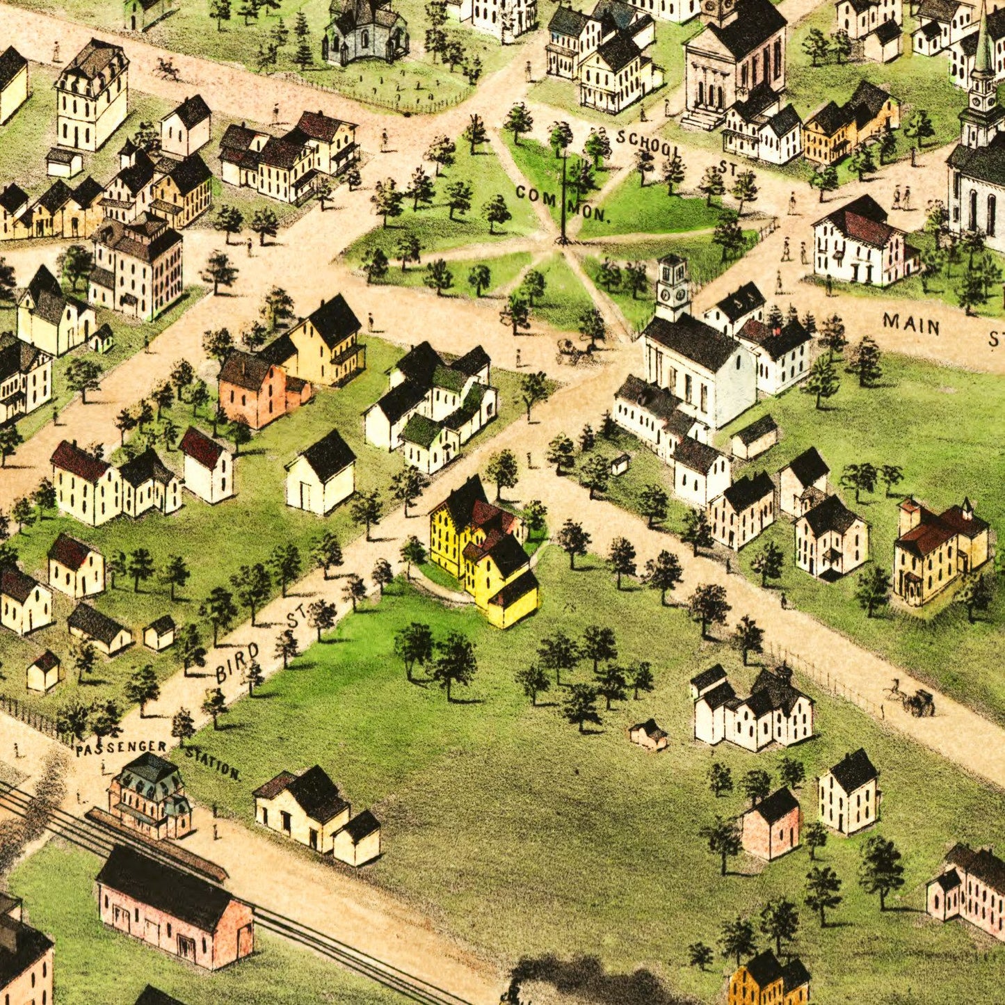 Vintage Map of Foxborough, Massachusetts, 1879