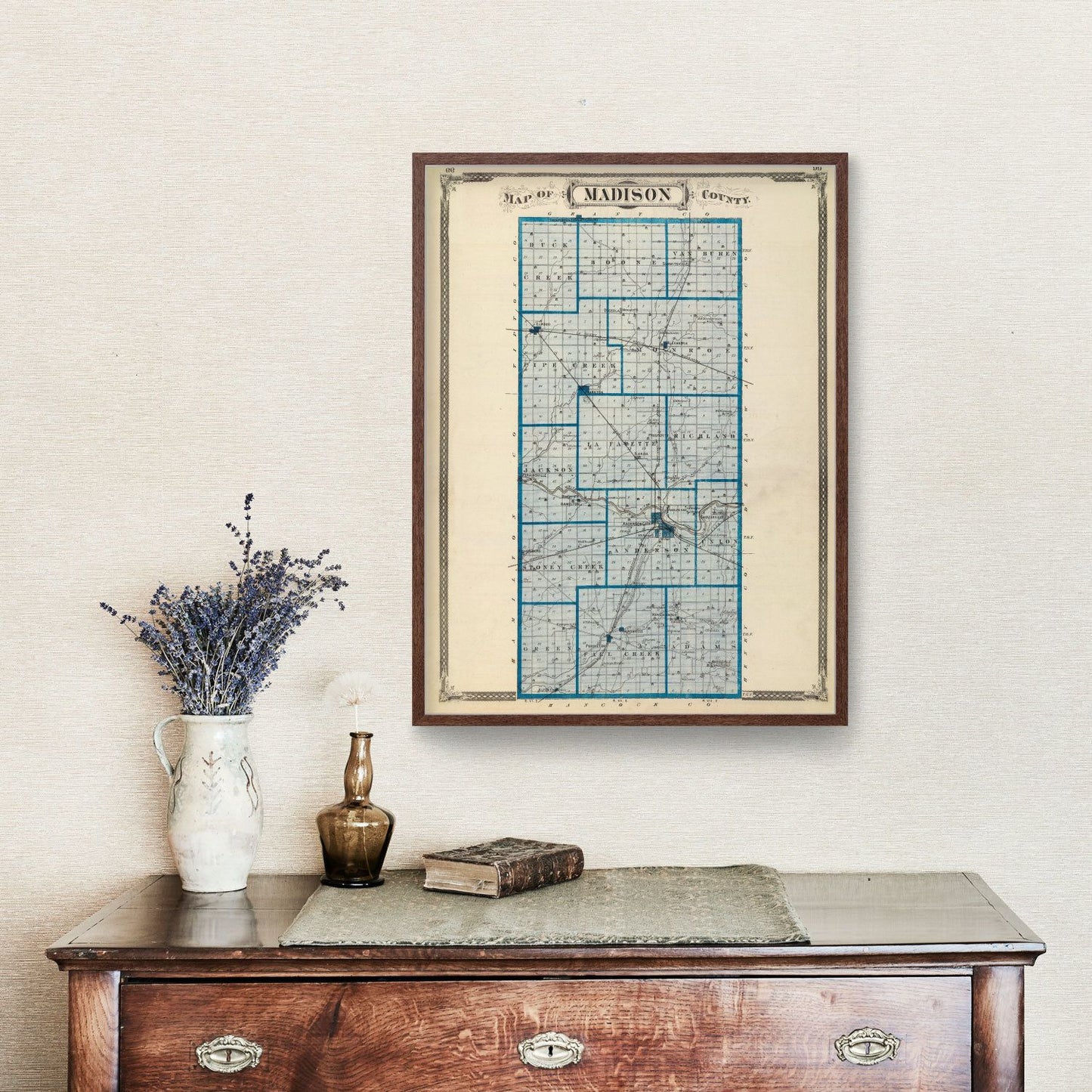 Vintage Map of Madison County, Indiana, 1876
