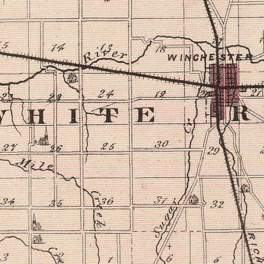 Vintage Map of Randolph County, Indiana, 1876