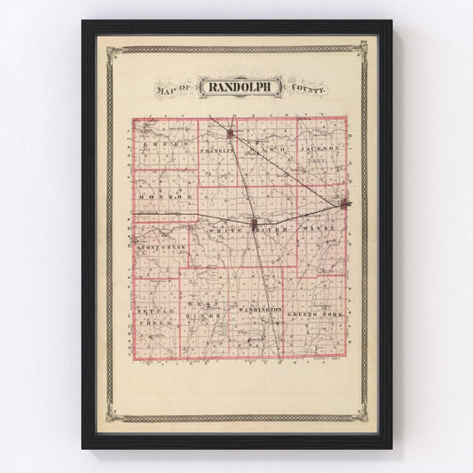 Vintage map of Randolph County, Indiana, 1876